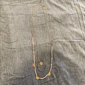 LOFT Gold and Pink Multi-Layer Necklace